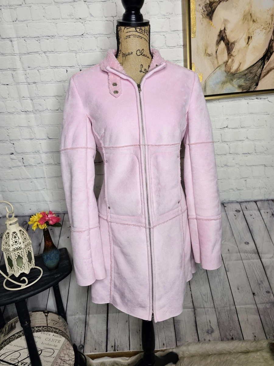 Bebe Pink Long Suede Zip Up Jacket/Coat With Pockets | eBay