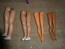 Lot of 4 Pairs Vintage 1950s 60s Plastic Girl Doll Legs 6-6.5" Long