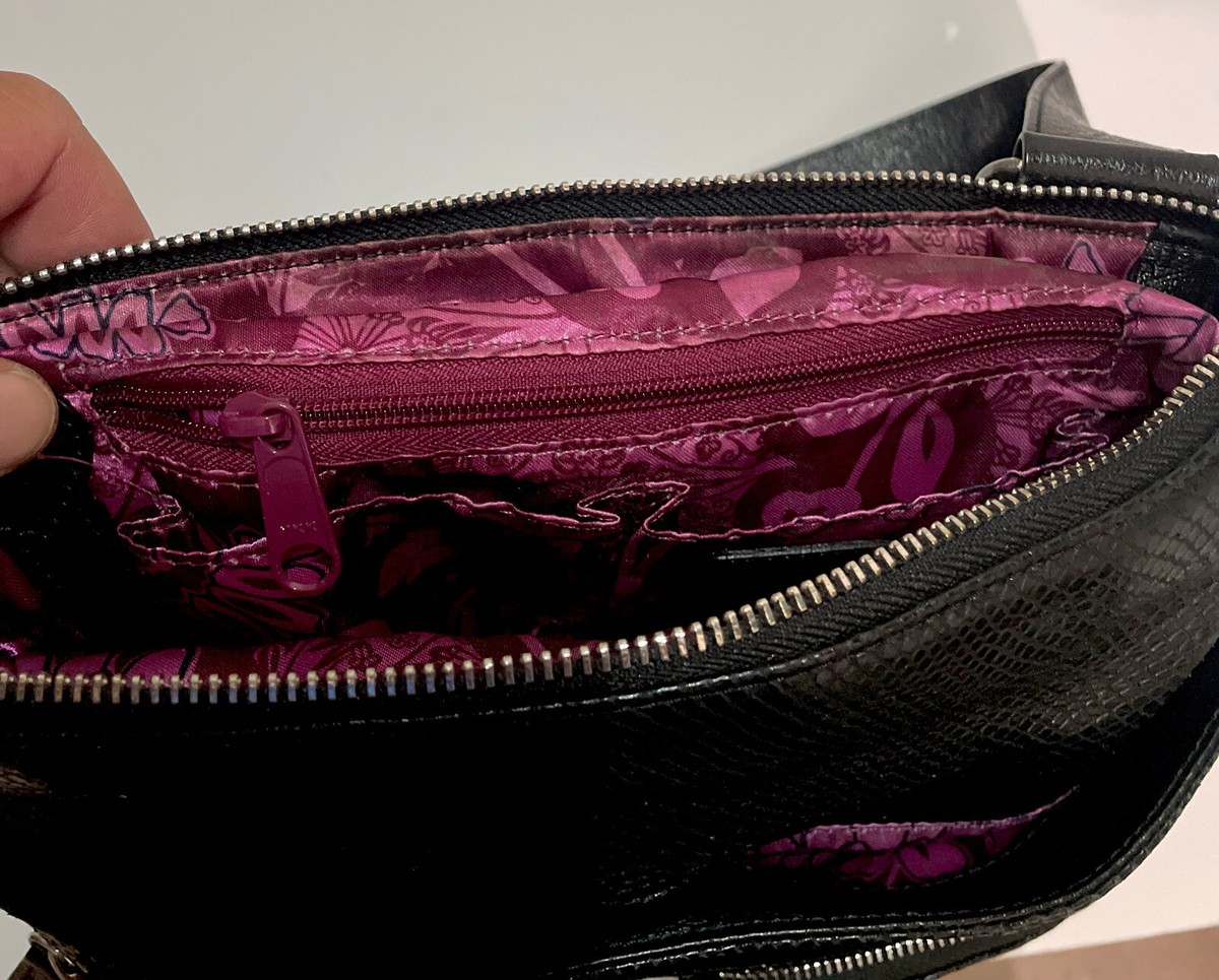 Brighton Blondie Black Snakeskin Embossed Leather Crossbody