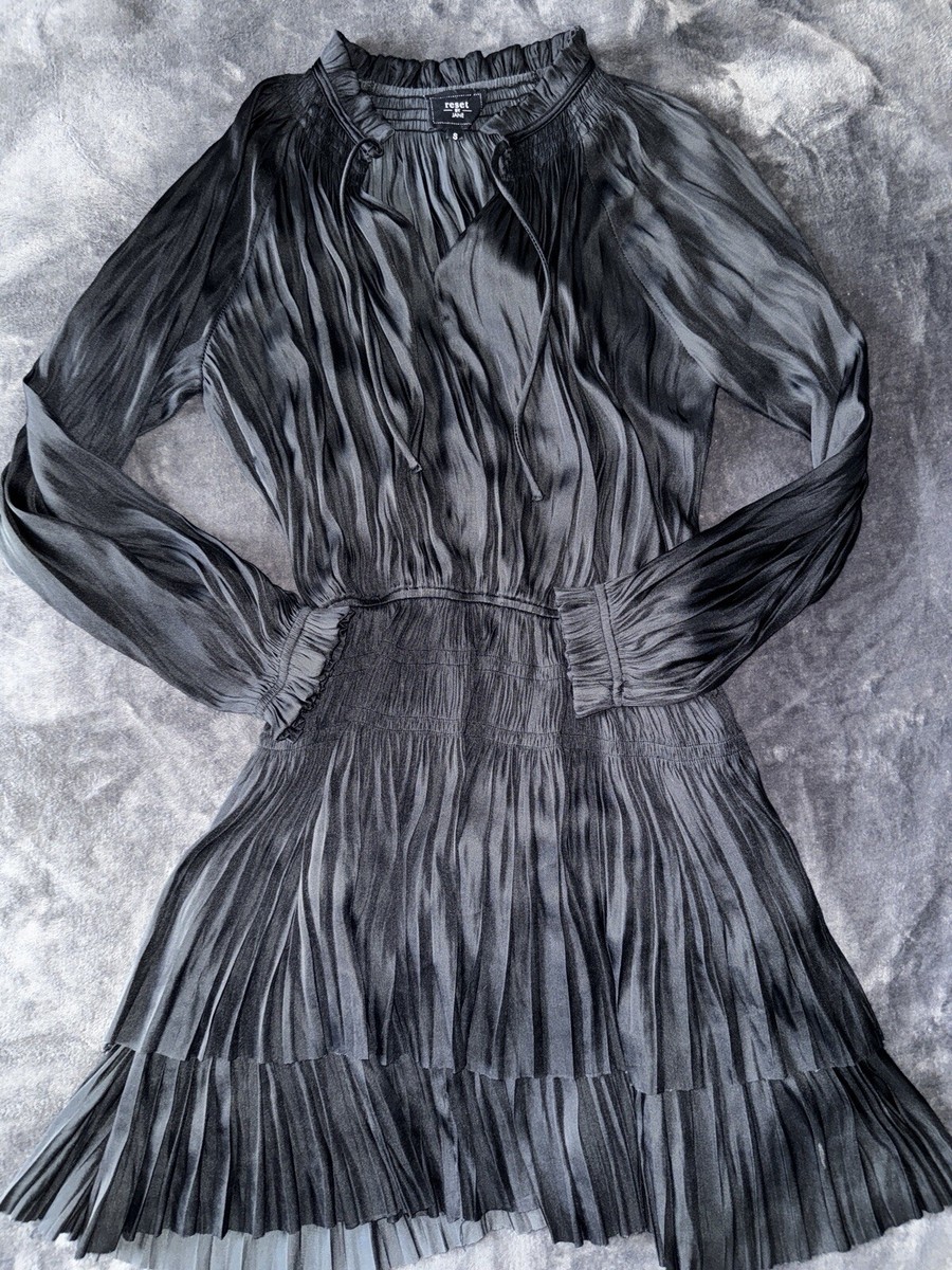 reset silk dress Reset By Jane Silky Ruched Dress Black Size Small
