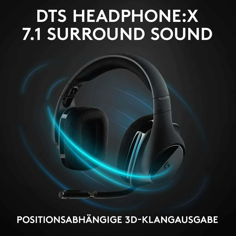 Logitech G533 kabelloses Gaming-Headset, 7.1 Surround Sound OHNE ZUBEHÖR, NV2 - Bild 2 von 4