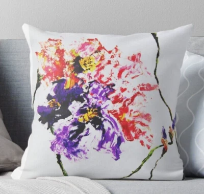 Decorative Floral pillow cover. 12x12" Farmhouse cushion cover. Decorpillow case - Image 1 of 4