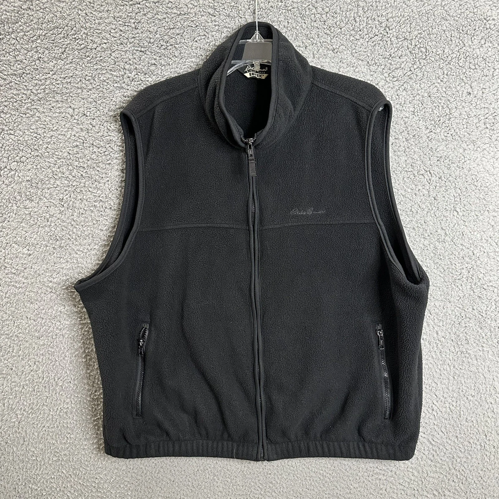 Eddie Bauer Ebtek Vest Mens 2XL Black Full Zip Outdoors Camping Hiking Polyester