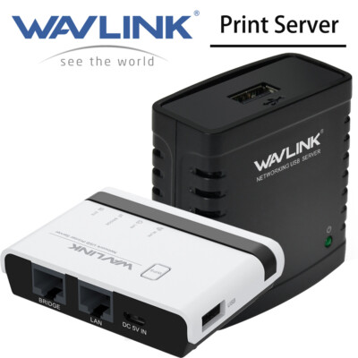 WAVLINK Print Server USB WiFi Print Server 100Mbps LAN & Bridge USB ...