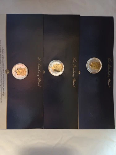 3 Kennedy Half Dollars  24k Gold Plated Silver Plated Danbury Mint Coins