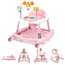 5-in-1 Music and Lights Baby Walker Foldable with 5 Adjustable Heights, Baby ...