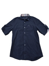 Camicia Burberry slim fit blu navy manica corta in cotone S Check GB