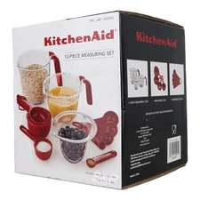 KitchenAid 12 Piece Measuring Cups and Spoons Set Red & Clear Kitchen Aid