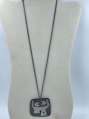 JAY TUTTLE Designer MCM 1960er Sterlingsilber SELTEN Anhänger Halskette 26'' lang
