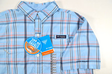Nwt's Columbia PFG Omni-Shade Shirt Men's M Blue Pink Plaid Vented UPF 40