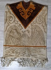 Vintage Leather Poncho Cape Suede Fringe Eagle Cactus