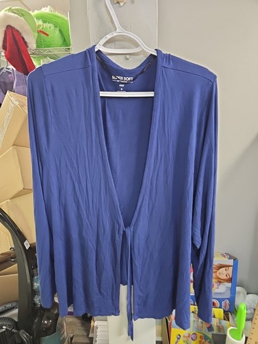 Torrid Super Soft Tie Front Open Cardigan Womens Plus Size 4X Blue Stretch - Picture 1 of 5