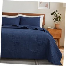 Quilt Full/Queen Size with Pillow Shams, Summer Soft Full/Queen 90"x96" Navy