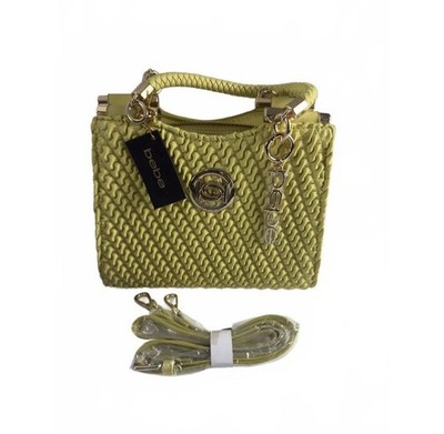 Bebe Erika Mini Shopper Lemon Crossbody Bag with Gold Hardware