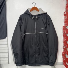 Nike Reversible Big Swoosh Windbreaker Jacket Black/White, Vintage 90s, XL-XXL