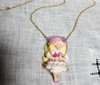 Vintage Avon Kids Pendant Necklace Peppermint Rose Costume Estate Jewelry 18"