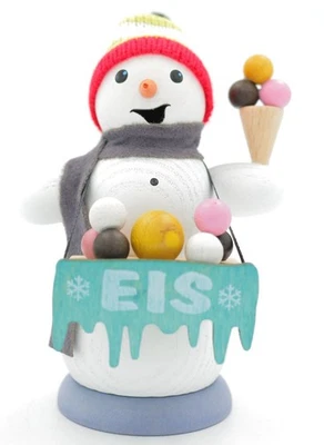 Kuhnert-Echt Erzgebirge Räucherfigur-, mann-, männchen Schneemann - Eisverkäufer - Bild 1 von 4