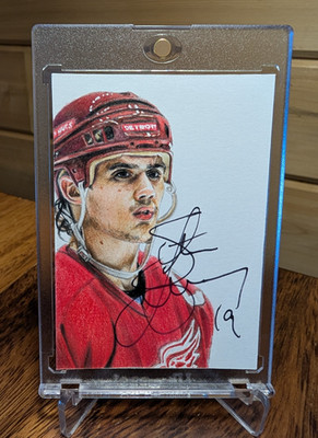 Custom Sketch Card STEVE YZERMAN Autograph AUTO by Jacob Burgess 1/1 Red Wings