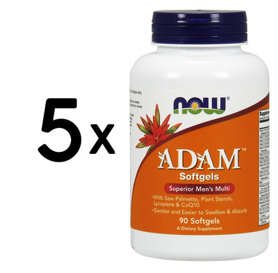 5 x NOW Foods ADAM Multi-Vitamin for Men Softgels - 90 softgels (311,09 EUR/kg)