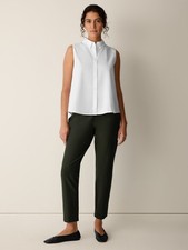 EIleen Fisher Washable Stretch Crepe Slim Pant, SEAWEED NEW WT