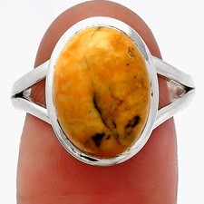 Natural Honey Dendritic Opal 925 Sterling Silver Ring s.8 Jewelry R-1005