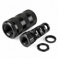 All Steel Muzzle Brake 1/2X28 TPI for 9MM  13/16-16 Knurled Sleeve