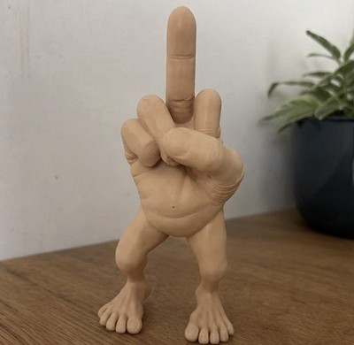 Hand Figurine Middle Finger Gesture with Legs, 3D Effect Humor