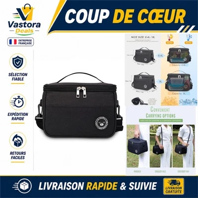 Sac Isotherme Repas 6.4L Portable Lunch Box Bureau Camping Noir - Photo 1/4