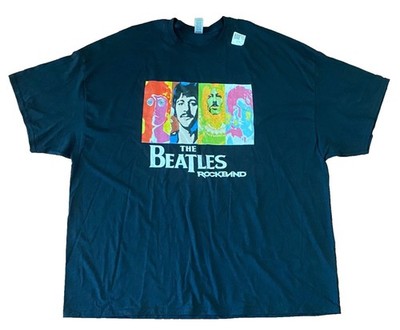 NEW The Beatles ROCKBAND T-shirt ADULT 5X 100% Cotton Retro Black Multi Colorful