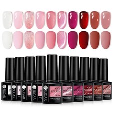 Jelly Gel Nail Polish Set, 10 Colors Spring Summer Nude Pink Translucent Nail...