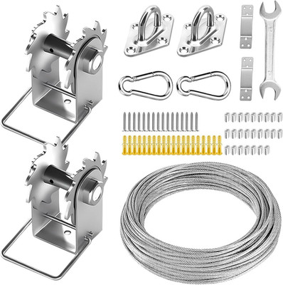 Shade Sail Hardware Kit Include Winches & Wire Rope, Anti-Rust Stainless Steel S
