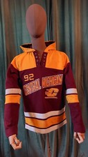 Champion Ice Hocky Hoodie Men's Small Central Michigan 92 C Yellow and Red