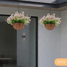 Artificial Hanging Flowers Plants Basket Fake Floral Baskets for Outside Porch