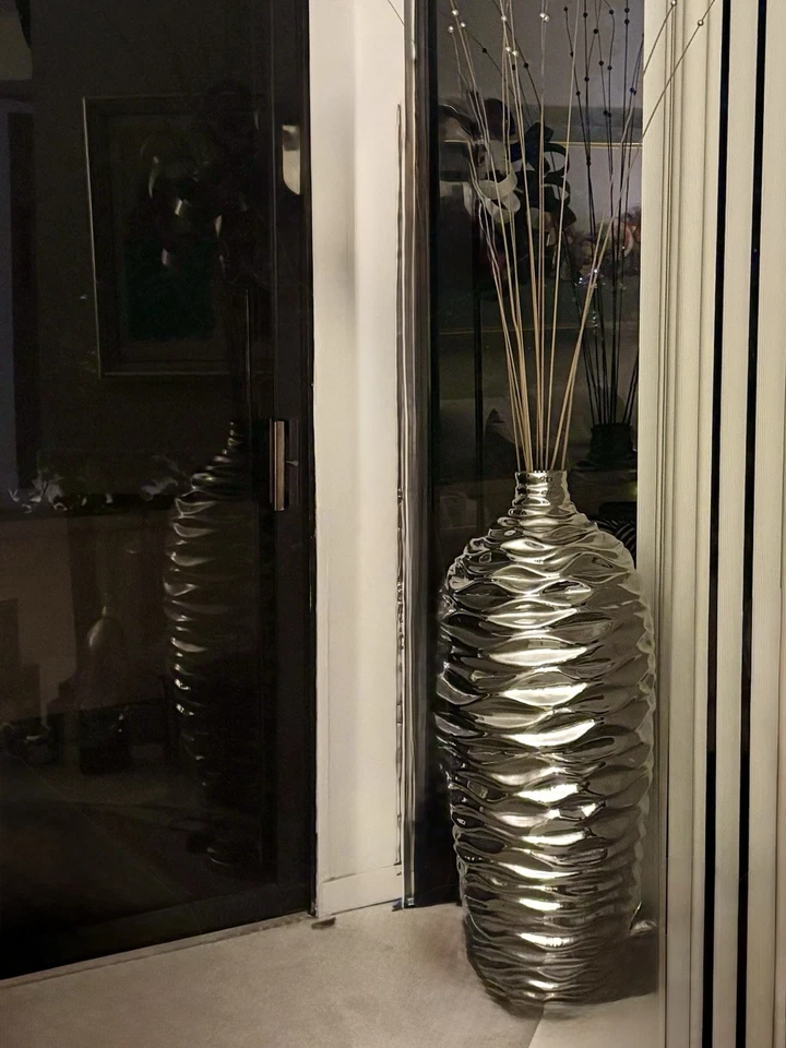 Glam Chrome Floor Vases Set of 2 - Image 3 of 4