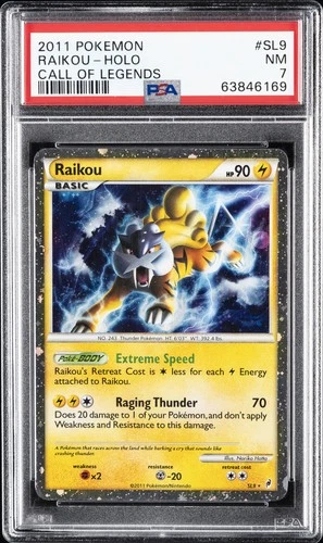 2011 POKEMON CALL OF LEGENDS #SL9 RAIKOU-HOLO PSA 7