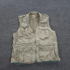 Woolrich Vest Mens XL Tan Utility Fishing Hunting Photography Safari Pockets