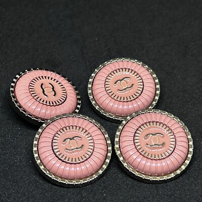 10 Chanel Buttons Pink Gold CC Logo Metal 25mm Vintage