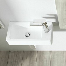 Bathroom Vanity Ceramic Wash Basin Cloakroom Sink Counter Top /Wall Mount White