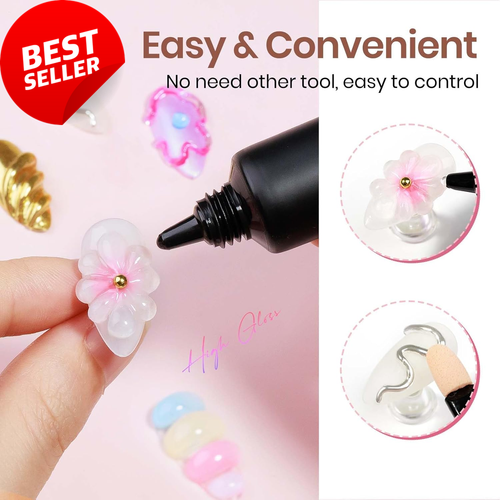 3D Nail Gel & Chrome Powder Kit, Clear Sculpting Gel for Nail Art Decoration - Picture 2 of 12