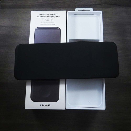 For Samsung Wireless Charger Trio 3 in 1 Qi Charging Pad Black UK - Picture 3 of 5