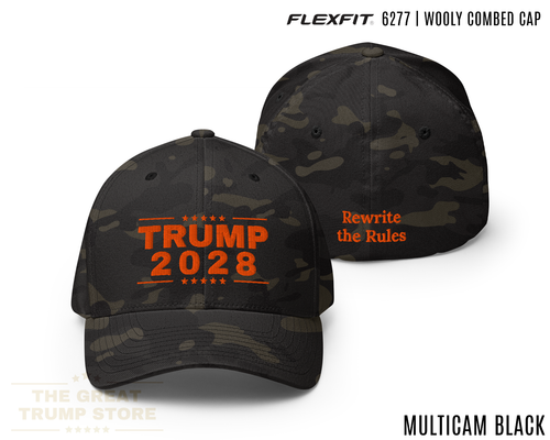 Trump 2028 Rewrite the Rules Hat Flex Fit Trump Hat for Men Women, Embroidered - Picture 7 of 27
