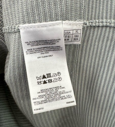 Brooks Brothers Gray Stipe Silk Cotton Blend Cardigan Striped Sweater Preppy XL - Picture 6 of 8