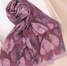Scarf Chiffon Scarf With Elegant Leaf Print, Stylish Thin Breathable Shawl