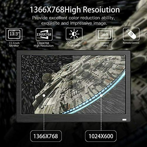 13.3'' IPS LCD Screen USB HDMI VGA Display CCTV Security Monitor for Rapberry Pi - Picture 10 of 12