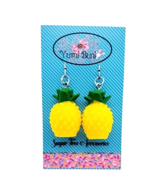 New Tropical Pineapple 3D Faceted Resin Charm Earrings Summer/Party Vacation