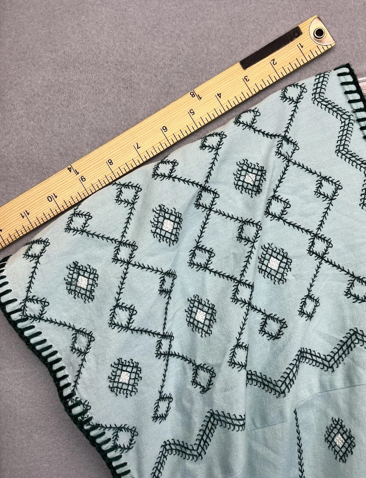 Abito midi Zara donna verde manica corta ricamato sacchetto di carta taglia S