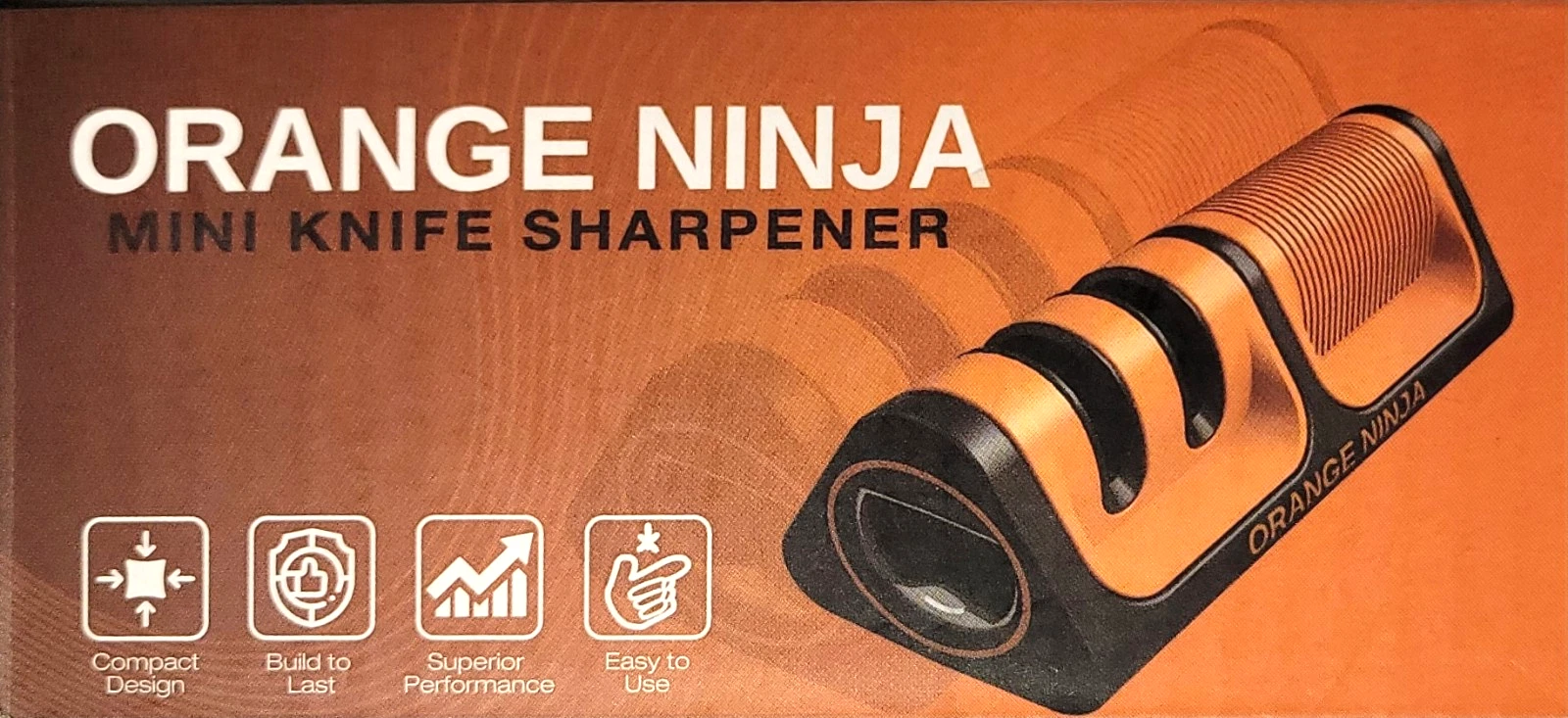 Orange Ninja Mini Knife Sharpener - Coarse & Fine Knife Sharpener, Knife Shar...