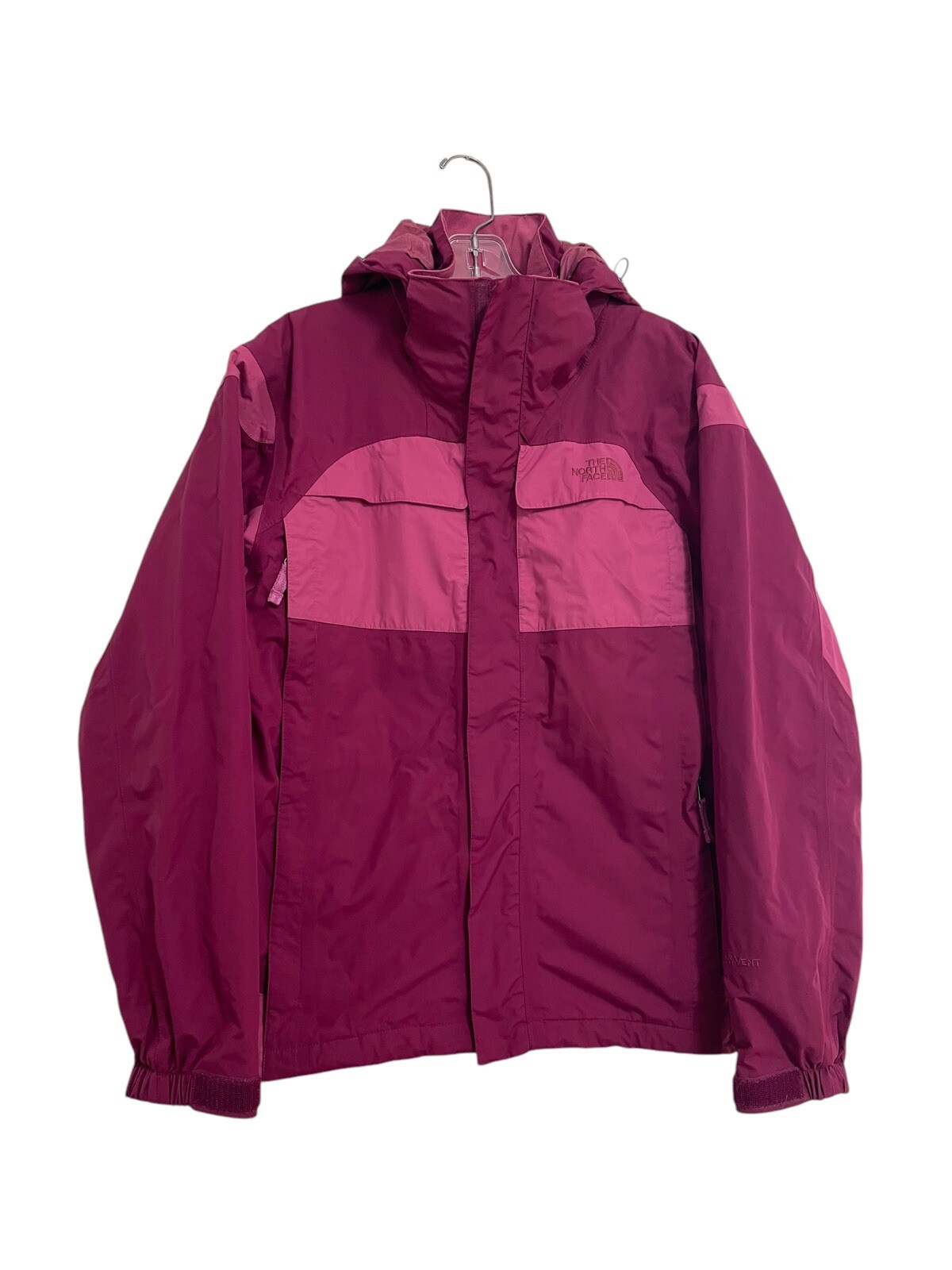 The North Face Hyvent Waterproof Hooded Rain Jacket for Women - Medium in Two-Tone Pink