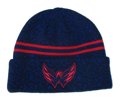 Fanatics Washington Capitals Stripes Knit Beanie Hat Cap - Navy And Red