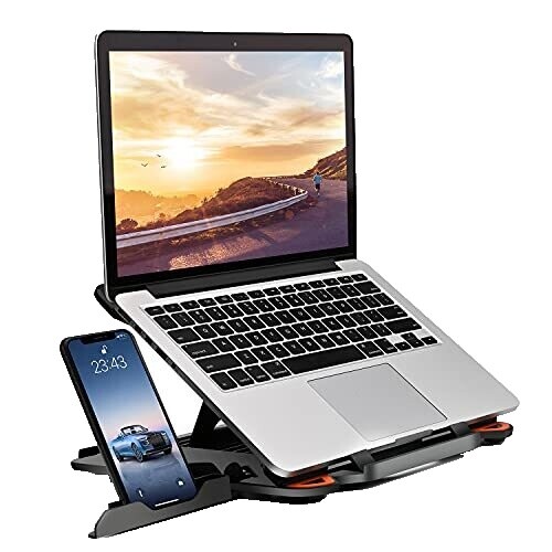 BRAINWAVZ Wall Mount Laptop Holder - Adhesive & Screw Mount For MacBooks, Tablets & More